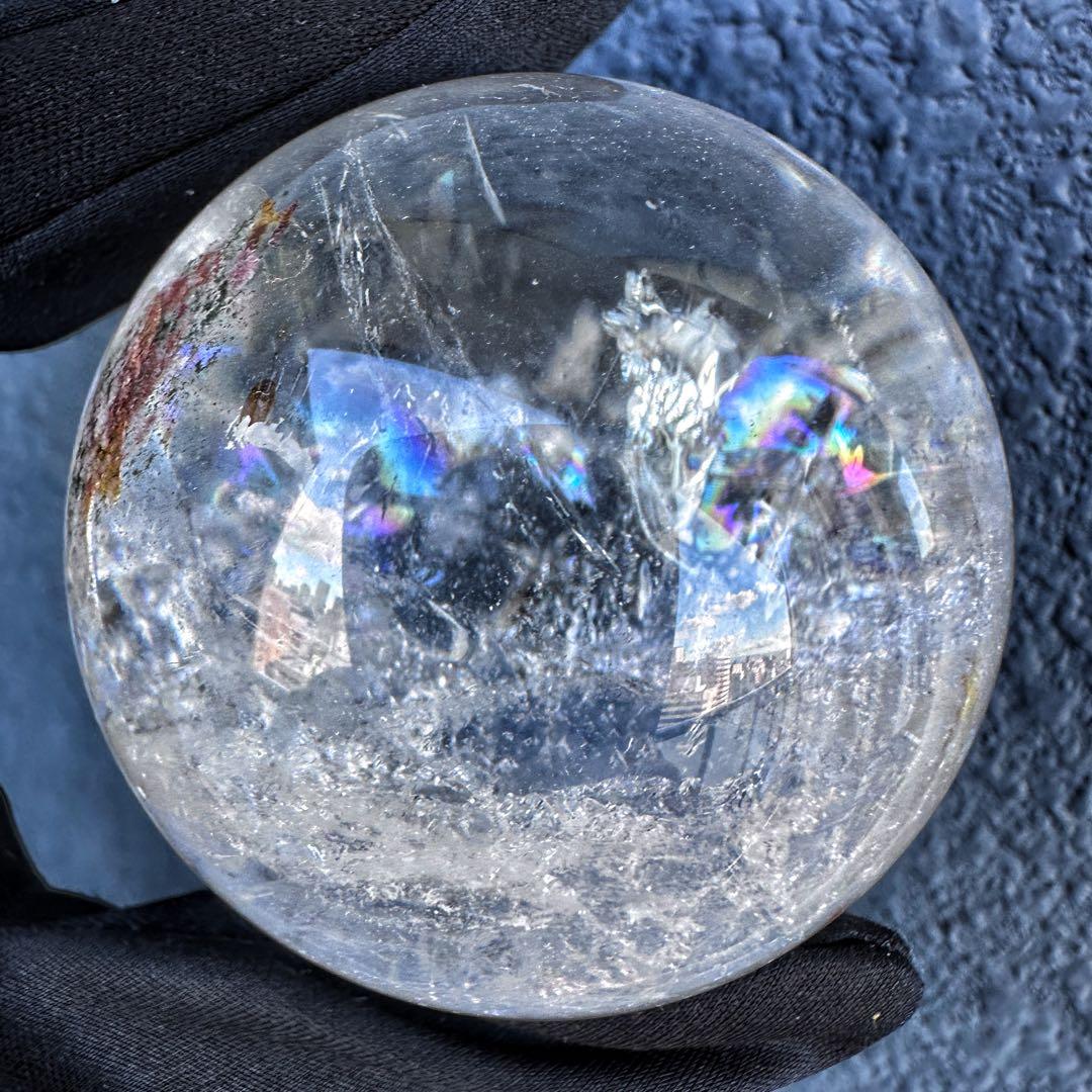 ヒマラヤ水晶☆ガーデンクォーツ共生 丸玉レインボー☆天然石☆パワー浄化A1310