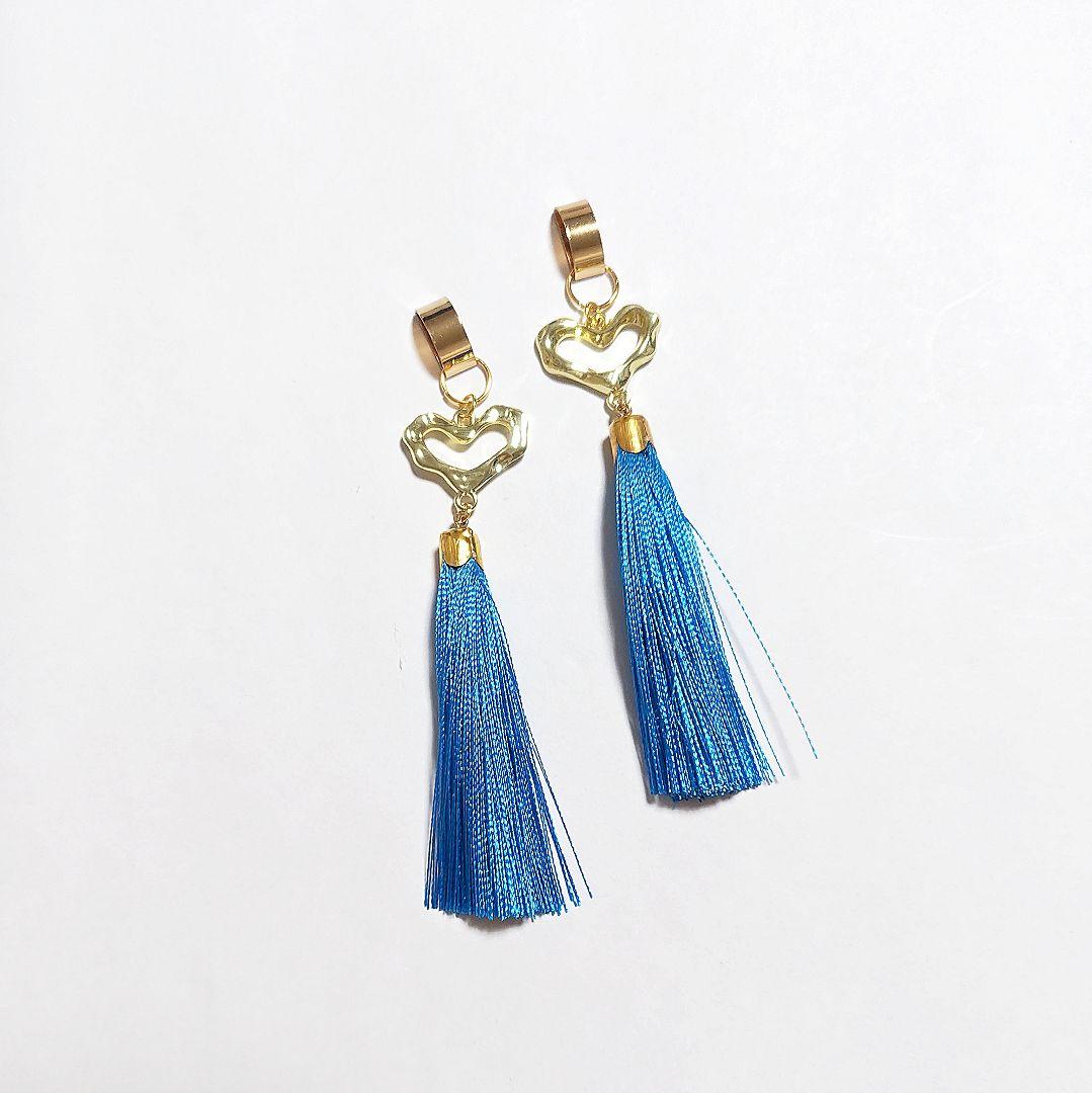 【1226】ハートとタッセルのピアスイヤリング