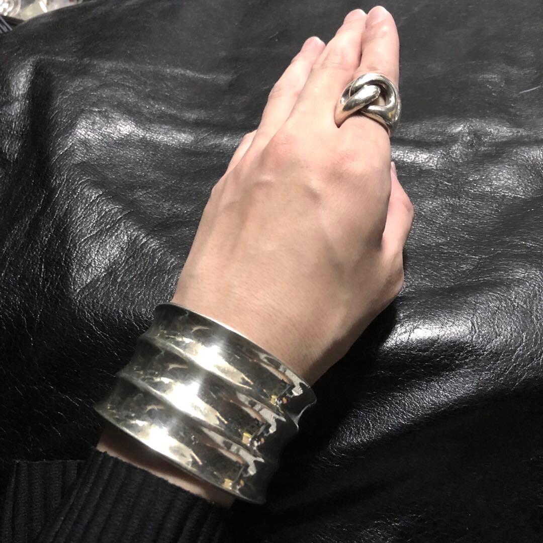 アクセサリー Vintage Silver Wide Wave Caff Bangle 925