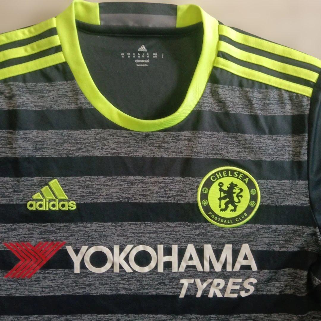 CHELSEA adidas シャツ ブラック/ライムＬサイズ