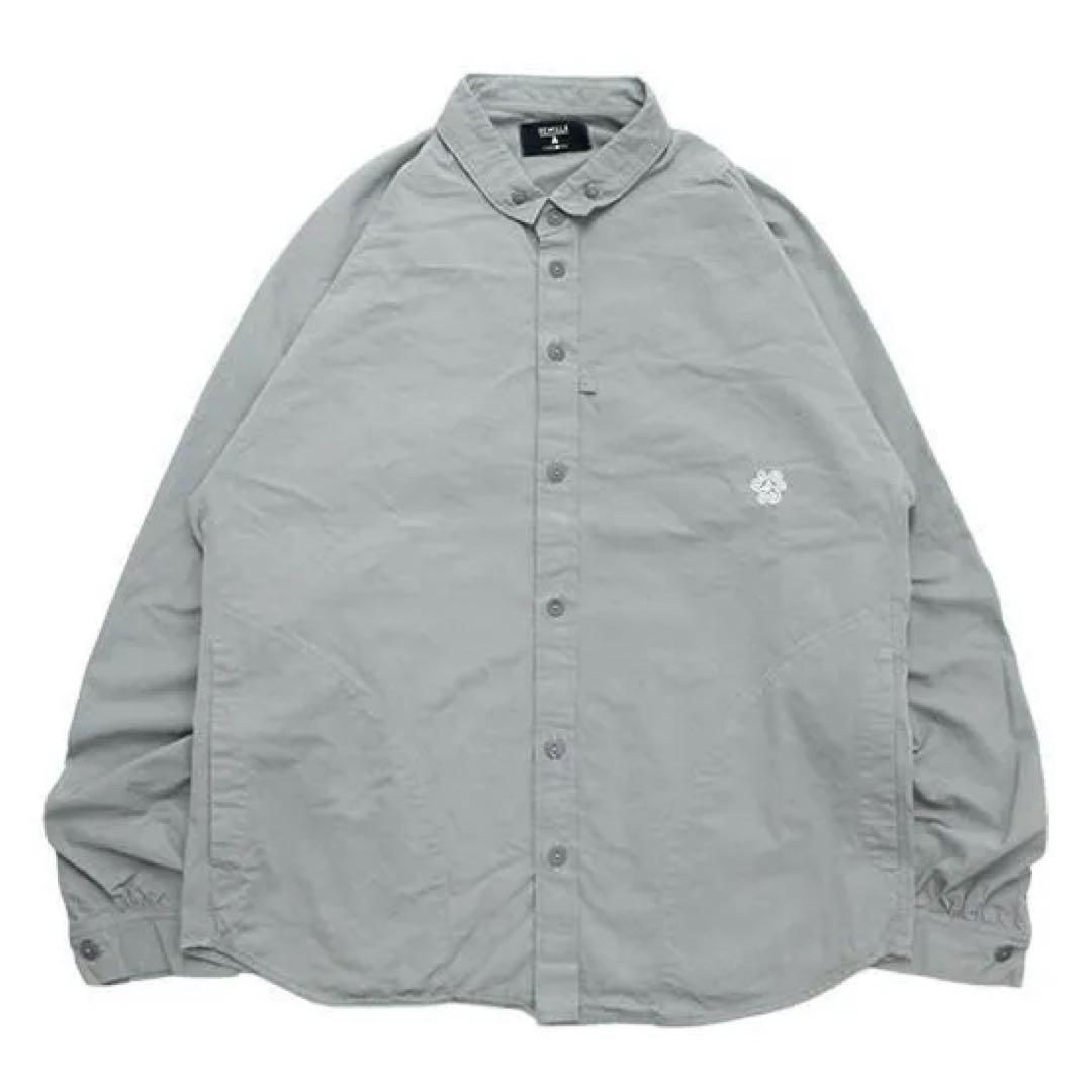 REMILLA レミーラ : 長袖ボタンダウン ドルマンツイルシャツ GRAY