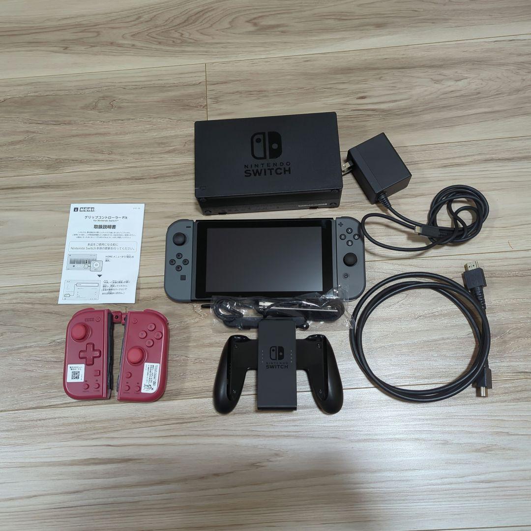 Nintendo Switch 本体 グレー　グリップコントローラfit