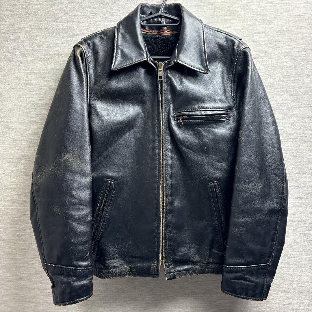 雰囲気抜群 Schott USA製 シングルライダース 34 ブラック ショット