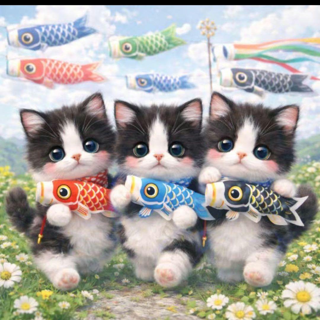 ねこパネル生地　ハンドメイド