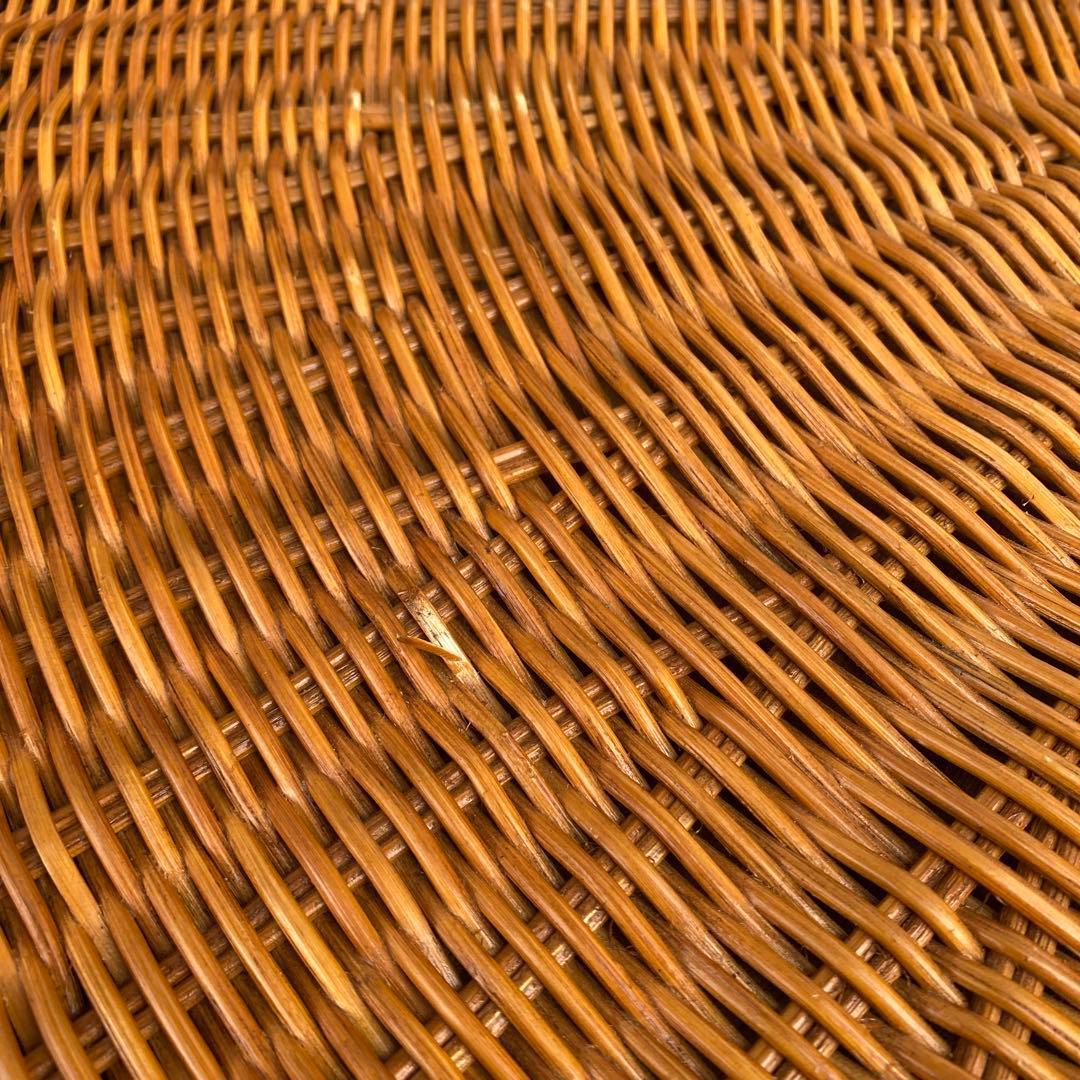 ラタン ヴィンテージダテーブル インテリア ガラス天板 店舗什器