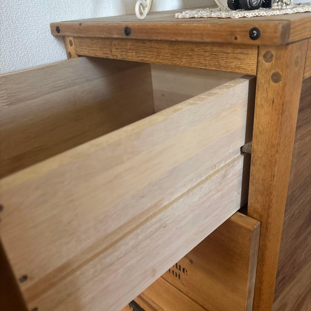 ハンドメイド　木製4段引き出しチェスト　ナチュラル