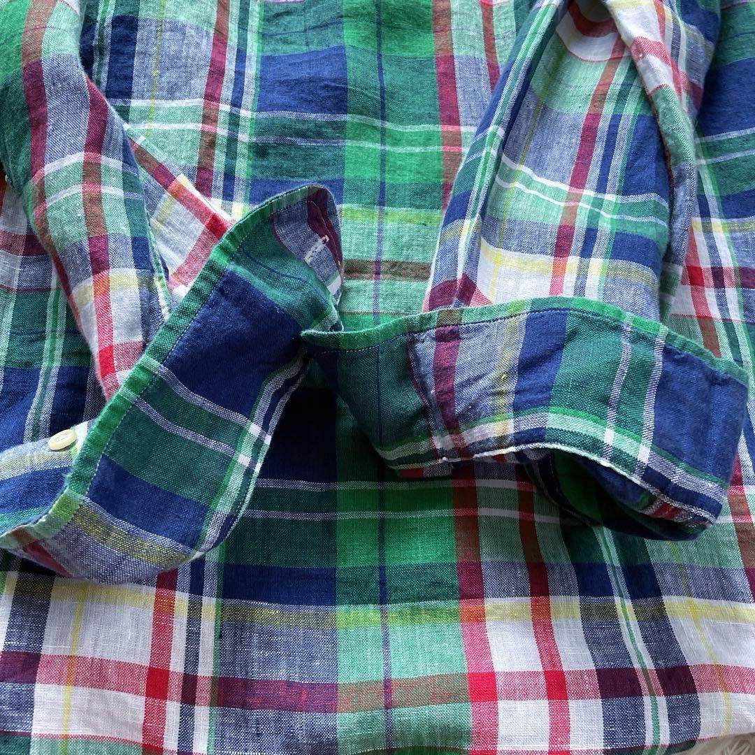 試着のみ　ポロラルフローレン XL リネン100% BDシャツ　ポニー　マドラス