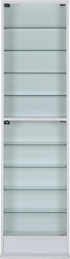 《新品・送料無料》ガラスコレクションケース ハイタイプ 浅型　ホワイト