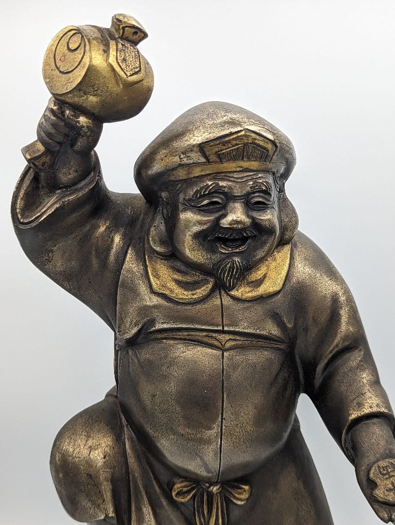 12号 千両大黒　38cm　越井栄山　作　銅製　高岡銅器　骨董品　美術品　大黒天