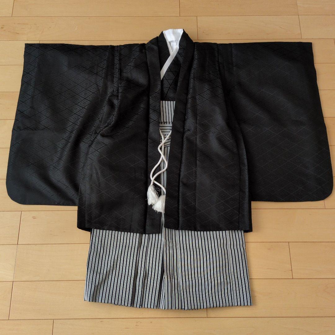 一式フルセット　七五三　着物　男の子　５歳　袴　黒