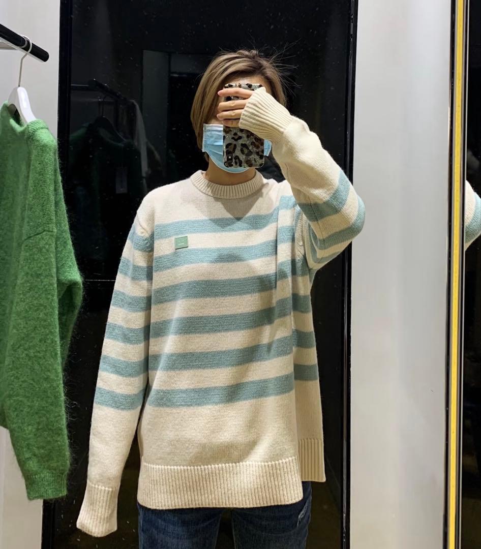 Acne Studios アイボリー 水色 ストライプ セーター