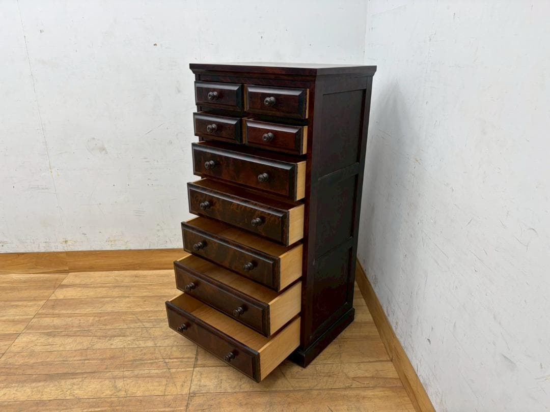 T8002☆美品☆北海道民芸家具☆7段チェスト☆整理箪笥☆ハイチェスト☆樺材無垢