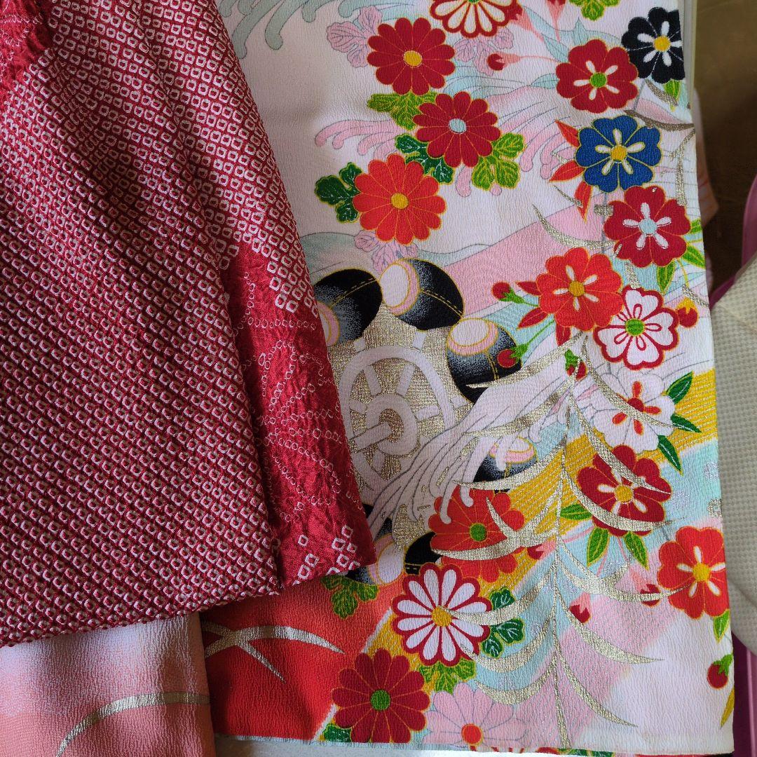 七五三３歳女の子お着物と正絹総絞り手縫いの被布（中綿無し）