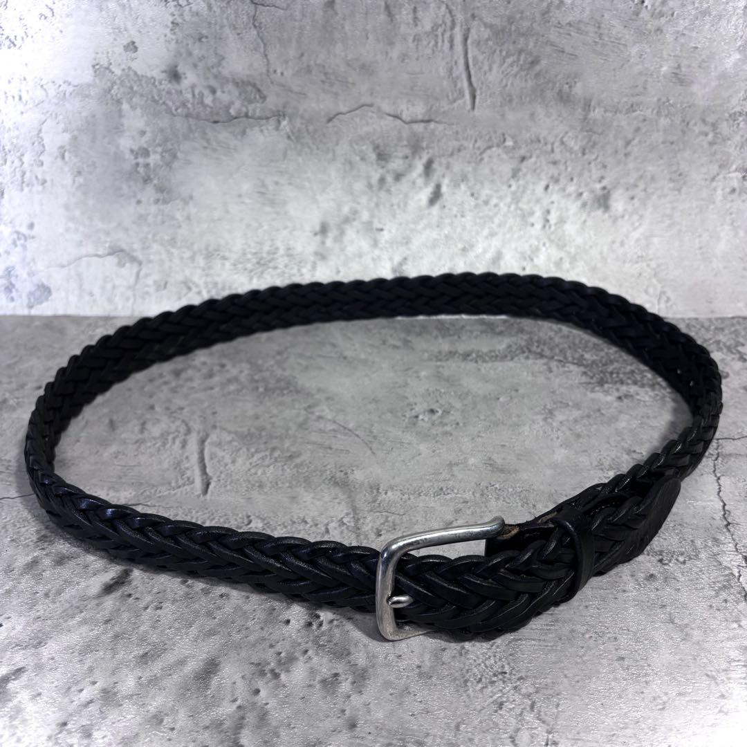 【odyssey！】ホワイトハウスコックス レザーメッシュベルト 黒 34