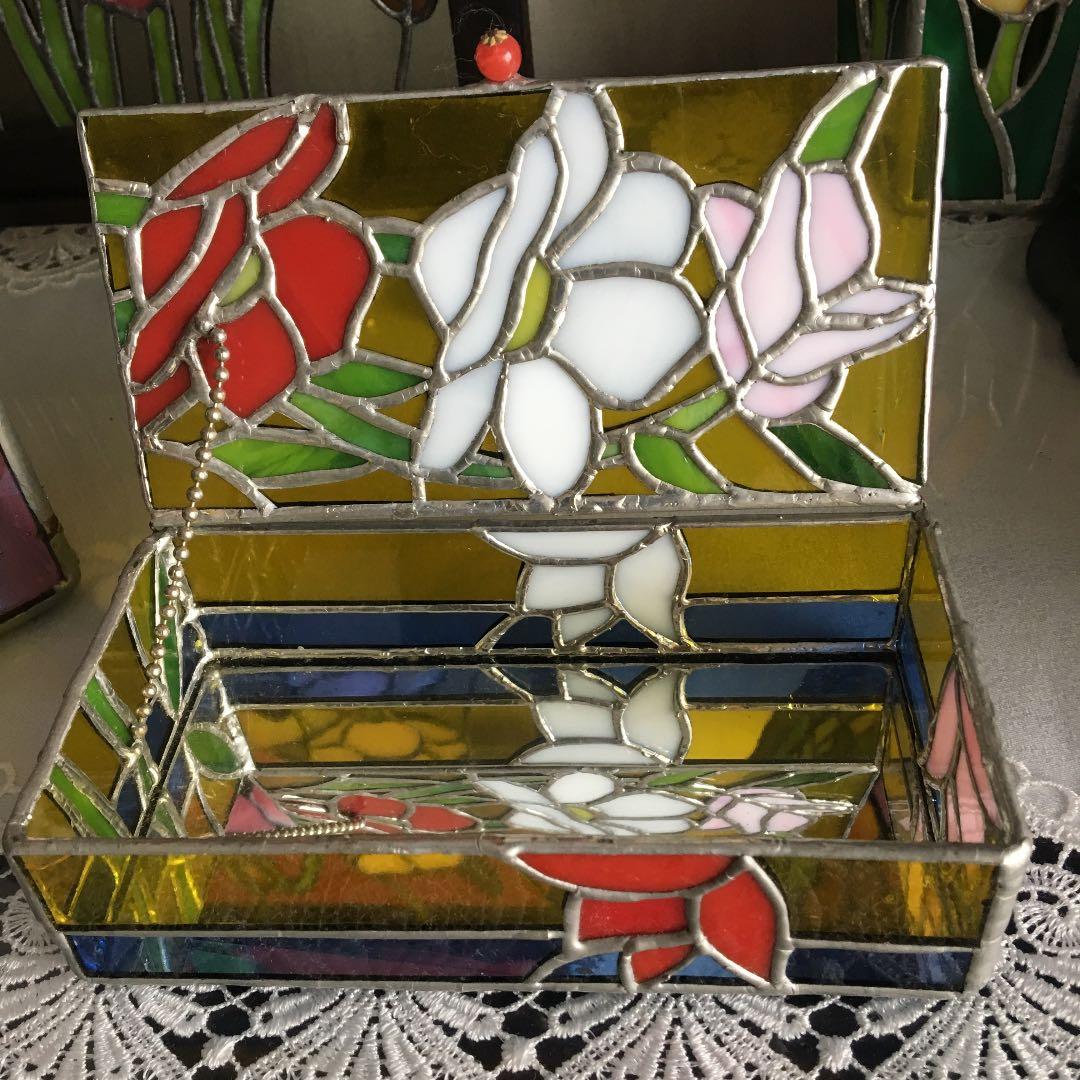 ステンドグラス底面ミラー花BOX