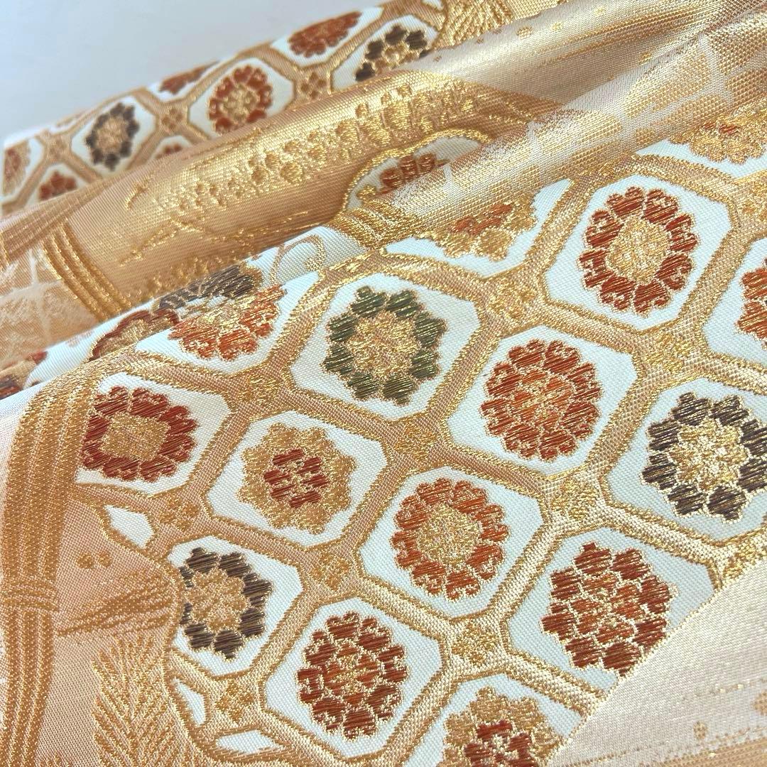 486 振袖フルセット 正絹 渋桃 クリーム 金彩 駒刺繍 暈し染め 長身さん