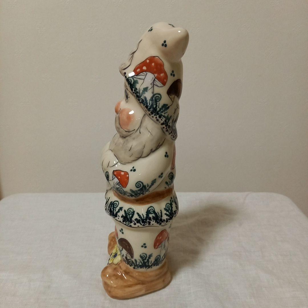 新品　ポーリッシュポタリー　きのこ柄　小人の置物