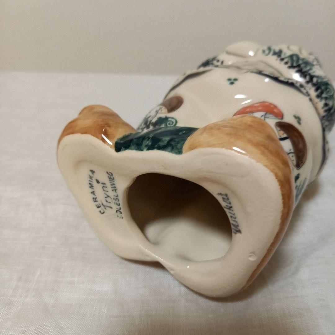 新品　ポーリッシュポタリー　きのこ柄　小人の置物