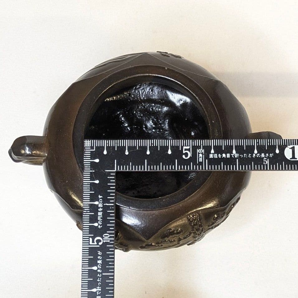 【フォロー割・新品】 香炉 高岡銅器 桐箱付 三足香炉 茶道具 獅子彫刻付き