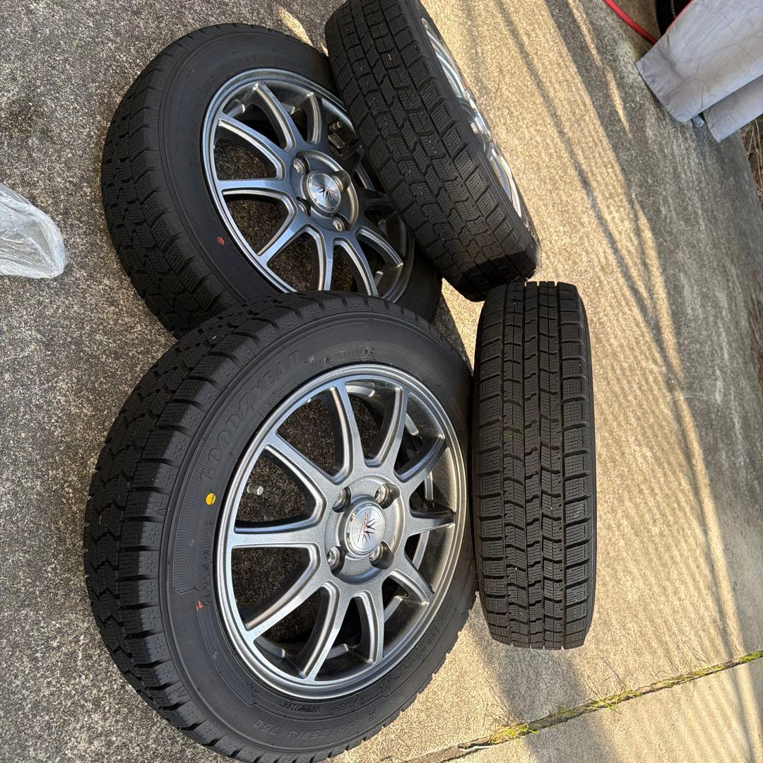 155/80R14 スタッドレスタイヤ 5スポークホイール　グッドイヤー