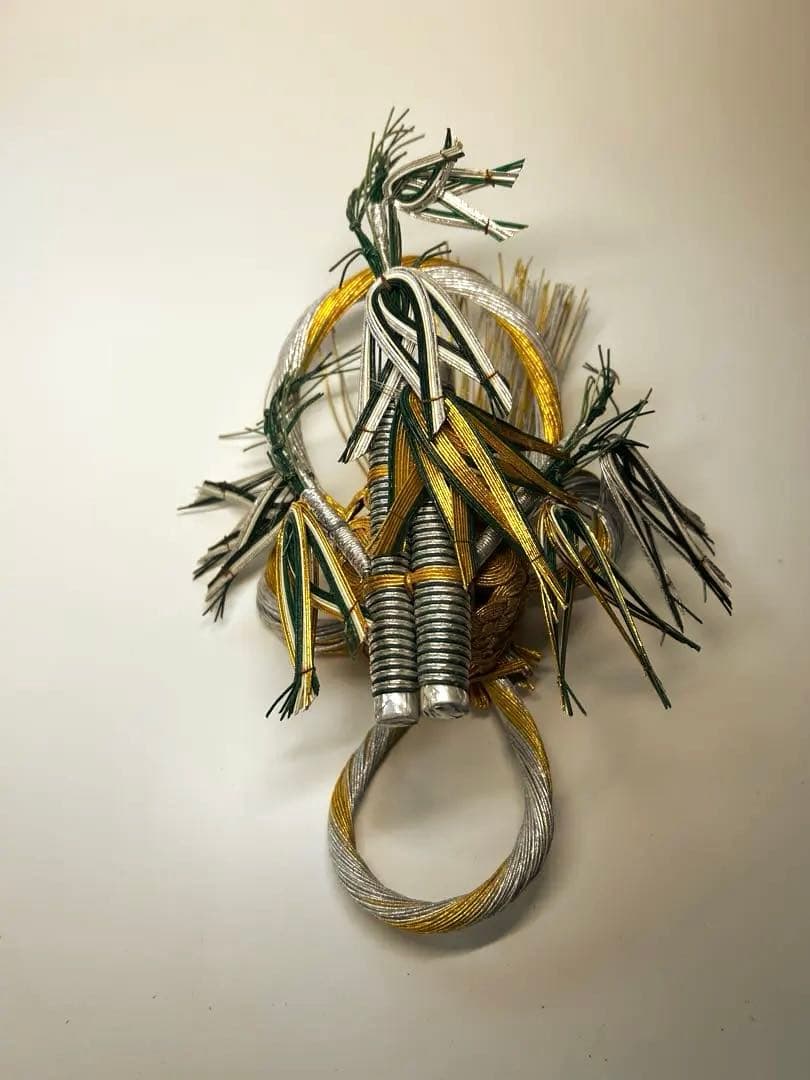 水引 竹　装飾品 緑 金 銀