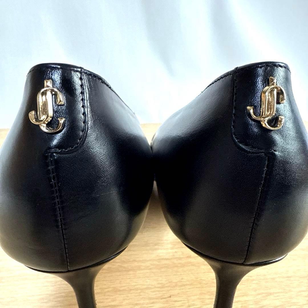 【未使用】JIMMY CHOOジミーチュウ　レザーパンプス　ブラックJCロゴ