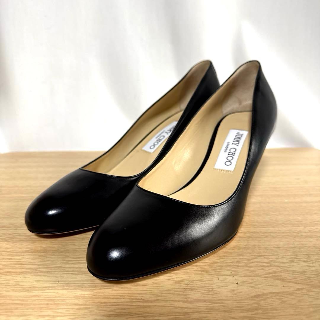 【未使用】JIMMY CHOOジミーチュウ　レザーパンプス　ブラックJCロゴ