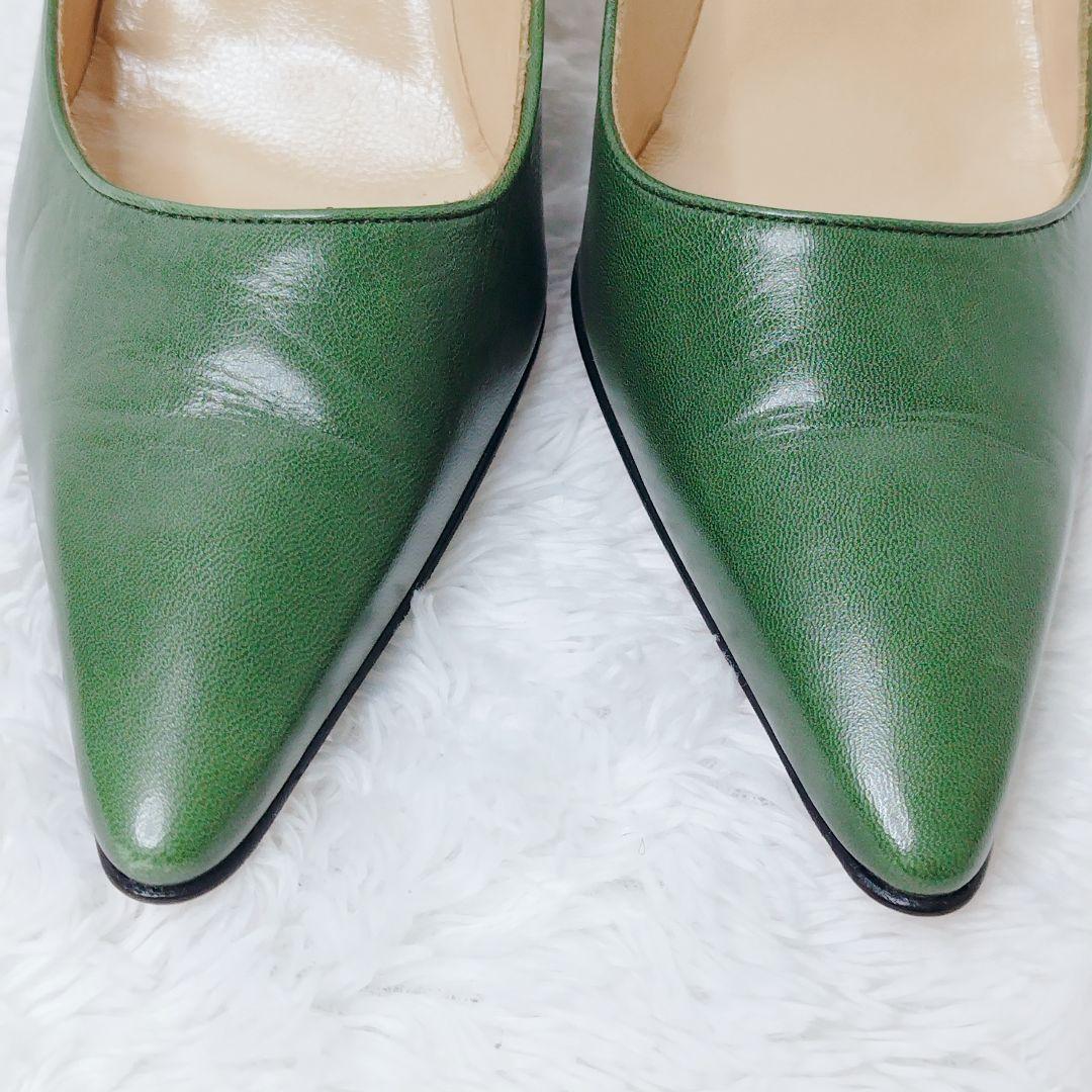 MANOLO BLAHNIK 35.5 ハイヒール パンプス　レザー グリーン