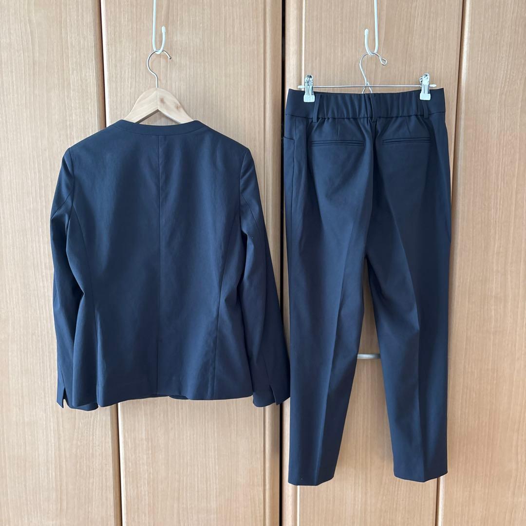 プラステ　リネンブレンド　ジャケットパンツ　セット　ネイビー　S