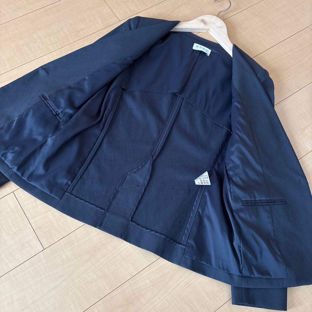 プラステ　リネンブレンド　ジャケットパンツ　セット　ネイビー　S