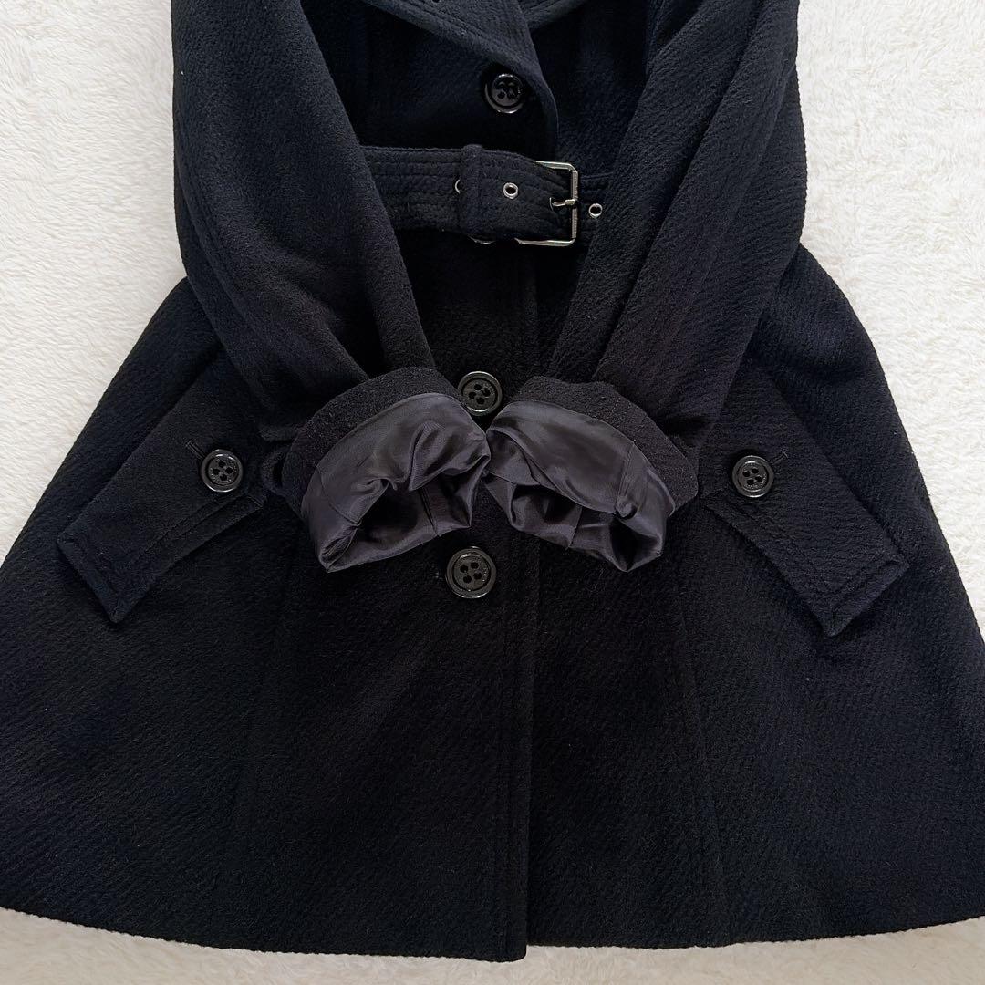 クリーニングタグ付き✨【バーバリーブルーレーベル】アンゴラウールコート 40 黒