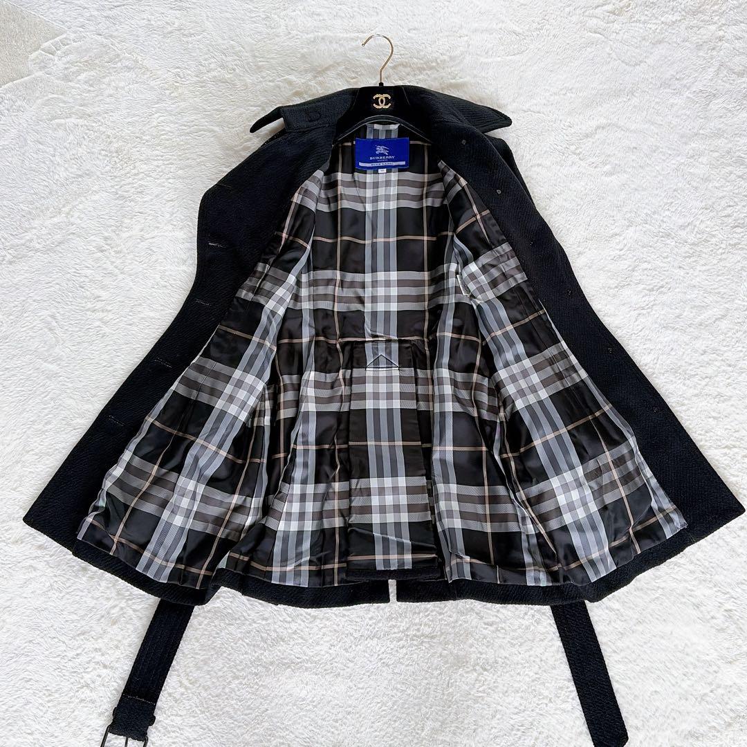 クリーニングタグ付き✨【バーバリーブルーレーベル】アンゴラウールコート 40 黒