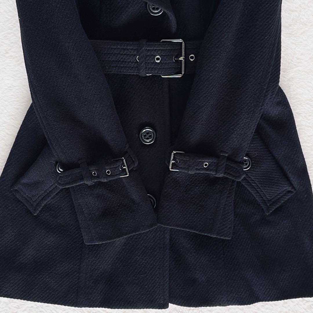 クリーニングタグ付き✨【バーバリーブルーレーベル】アンゴラウールコート 40 黒