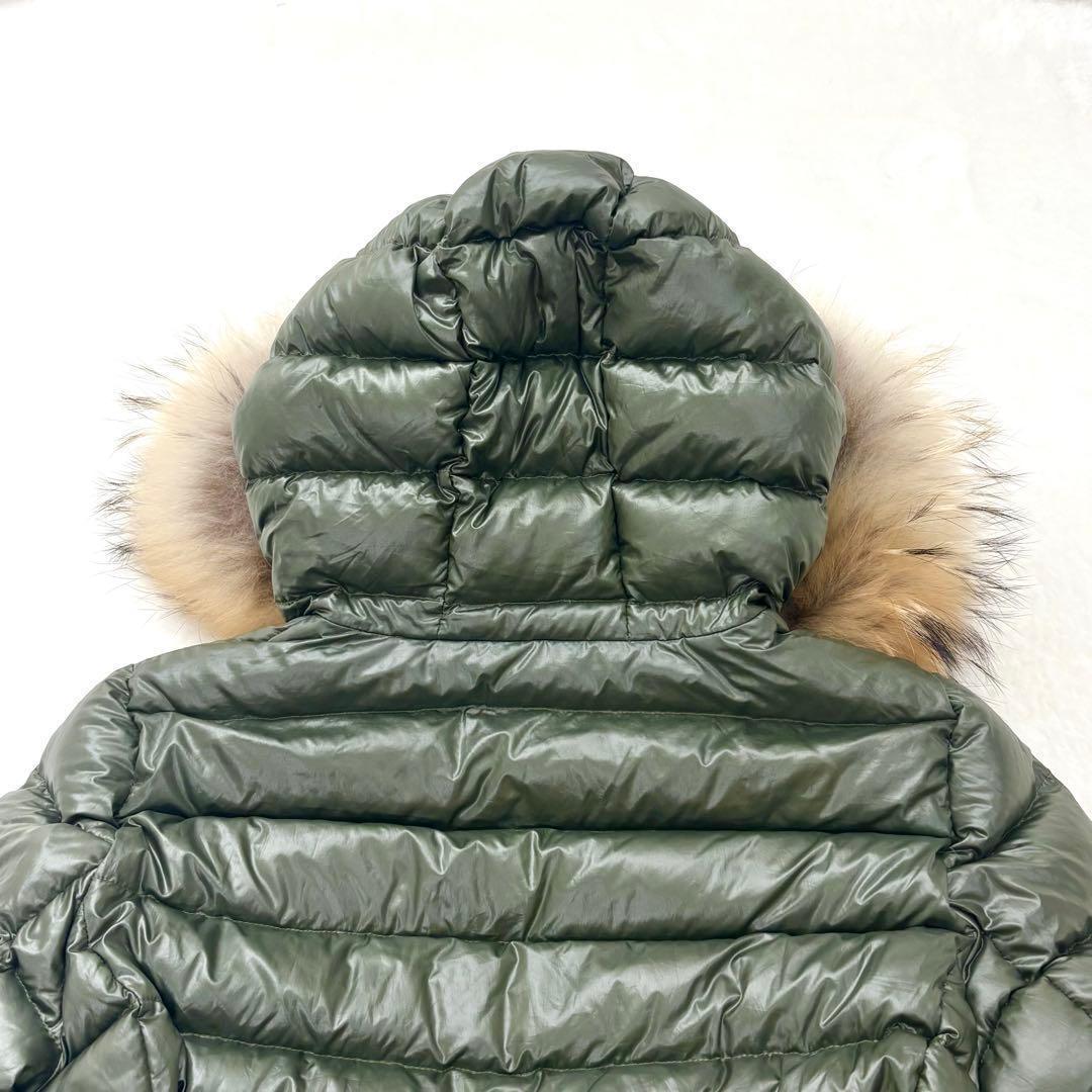 美品　タトラス　リバーシブル　ダウン　ロング丈　ファー　Aライン　光沢　カーキ