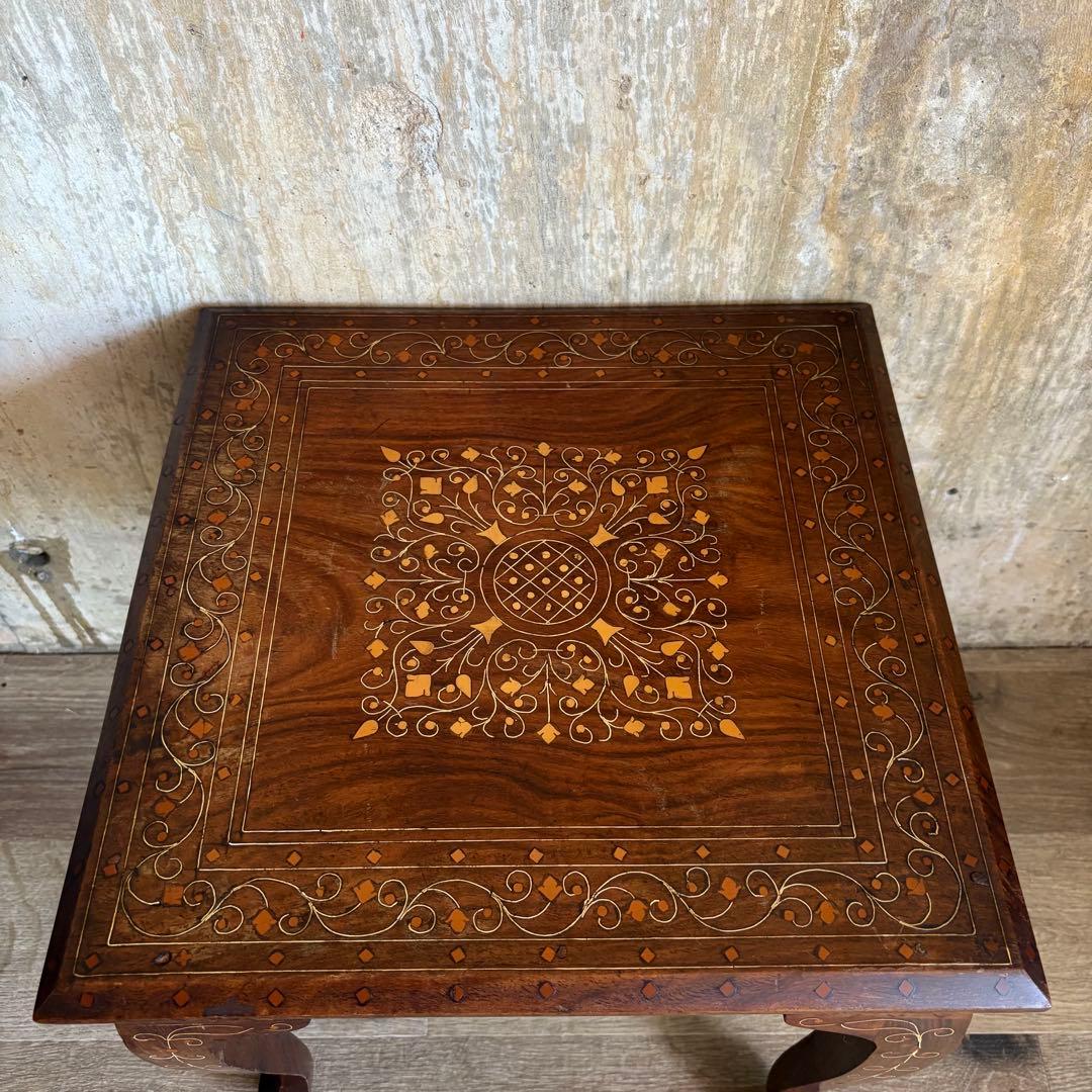木象嵌　スクエア　サイドテーブル　ヴィンテージ