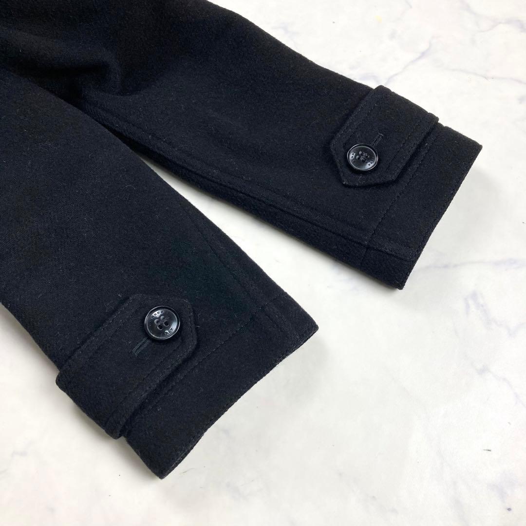 未使用級 バーバリーブリット ショート ダッフルコート　黒 メガネチェック