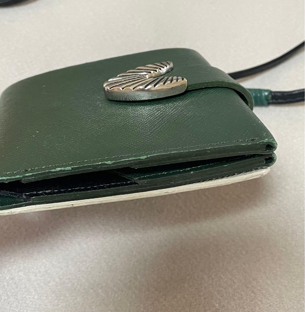 小物 LEATHER SHOULDER WALLET Green/TOGA PULLA
