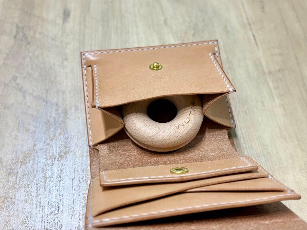 ハンドメイド 二つ折り財布 栃木レザー サドルレザー ナチュラル