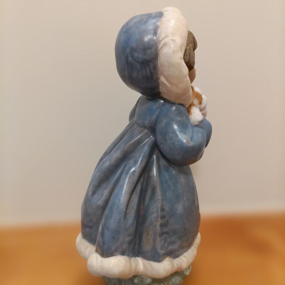 リヤドロ LLADRO 青色の子供と犬の陶器置物