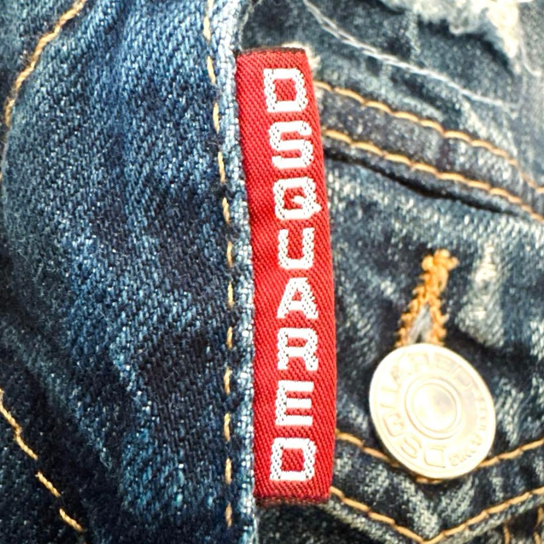 DSQUARED2 デニム ジャケット 袖レザー 46 ダメージ加工 パーカー