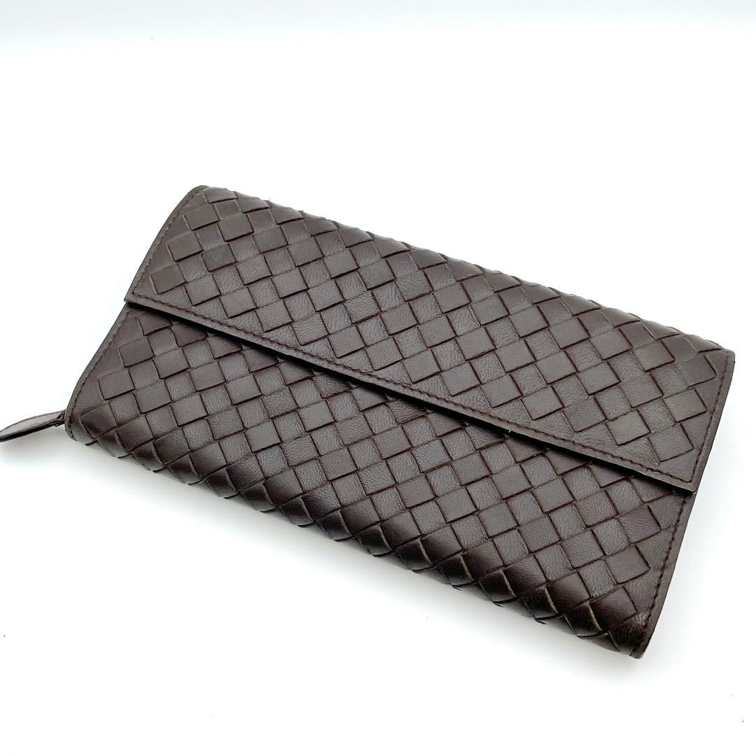ボッテガヴェネタ　長財布　レザー　ダークブラウン　管理番号【b88】