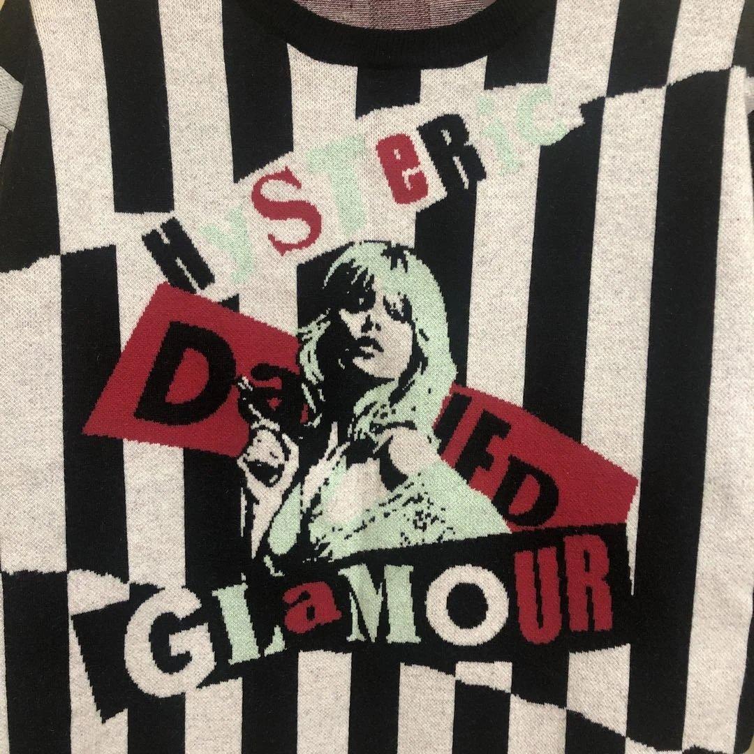 ヒステリック　ストライプ柄 グラフィックプリント ニットセーター