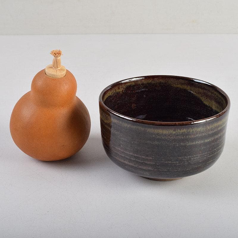 茶道具　御所篭　茶籠　香合　茶碗など　五点　一式　仕覆付　D　R9448