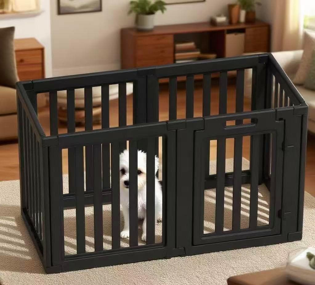 ペットサークル ペットケージ 組立工具不要ブラック 6枚セット H60cm
