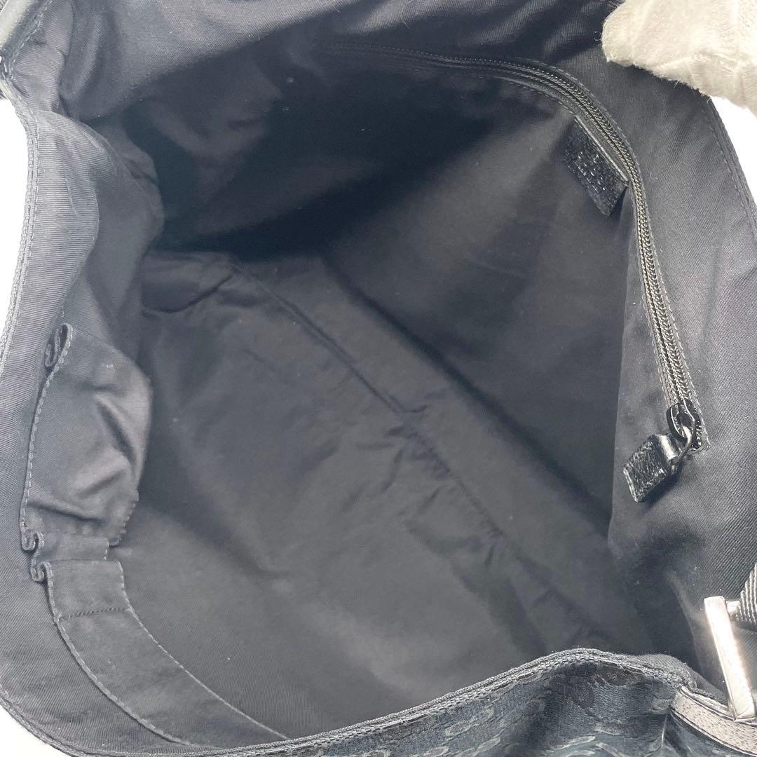 【極美品】グッチ メッセンジャーバッグ GG キャンバス レザー A4 ブラック