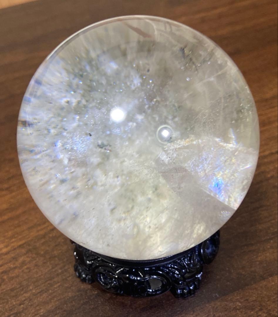 クォーツインクォーツ　スフィア　ホワイトグリーンガーデン共生　約56mm