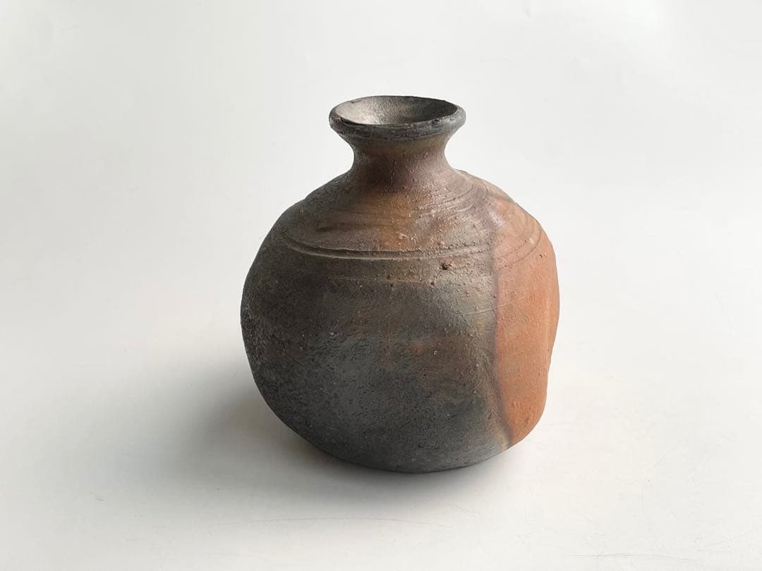 陶芸家　中村六郎　備前　窯変　徳利　酒器　共箱　備前焼