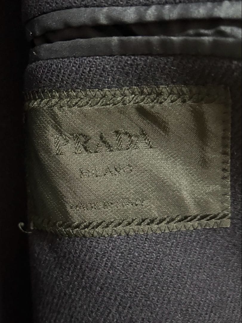 PRADA プラダ 古着 ネイビー ステンカラーコート メンズ