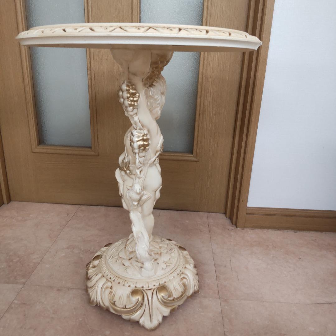 象嵌プリント　西洋アンティーク風　新品　サイドテーブル　組み立て　ピンク付箋