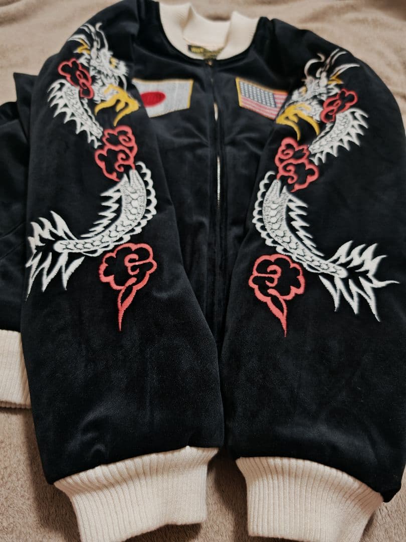 HOUSTON USA 日本 美品 別珍 芸者 龍鷲 スカジャン vintage